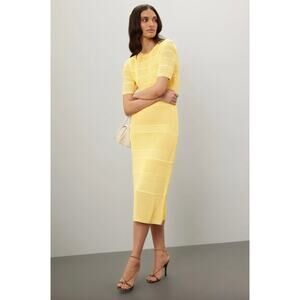 Jason Wu Yellow Knit Midi Dress Sz M